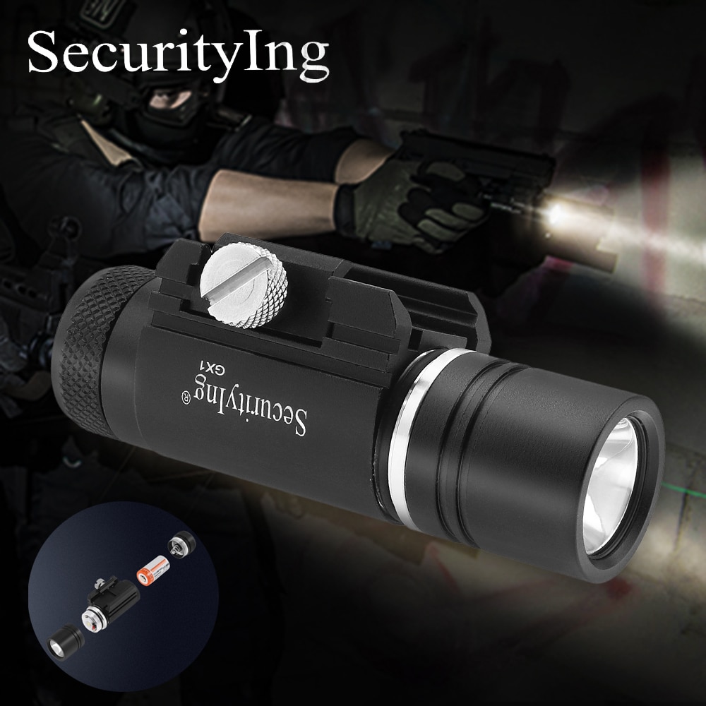 SecurityIng 총 손전등 무기 라이트 전술 라이트 미니 손전등 MIL-STD-1913 Lanterna 토치 사냥 Weaponlight